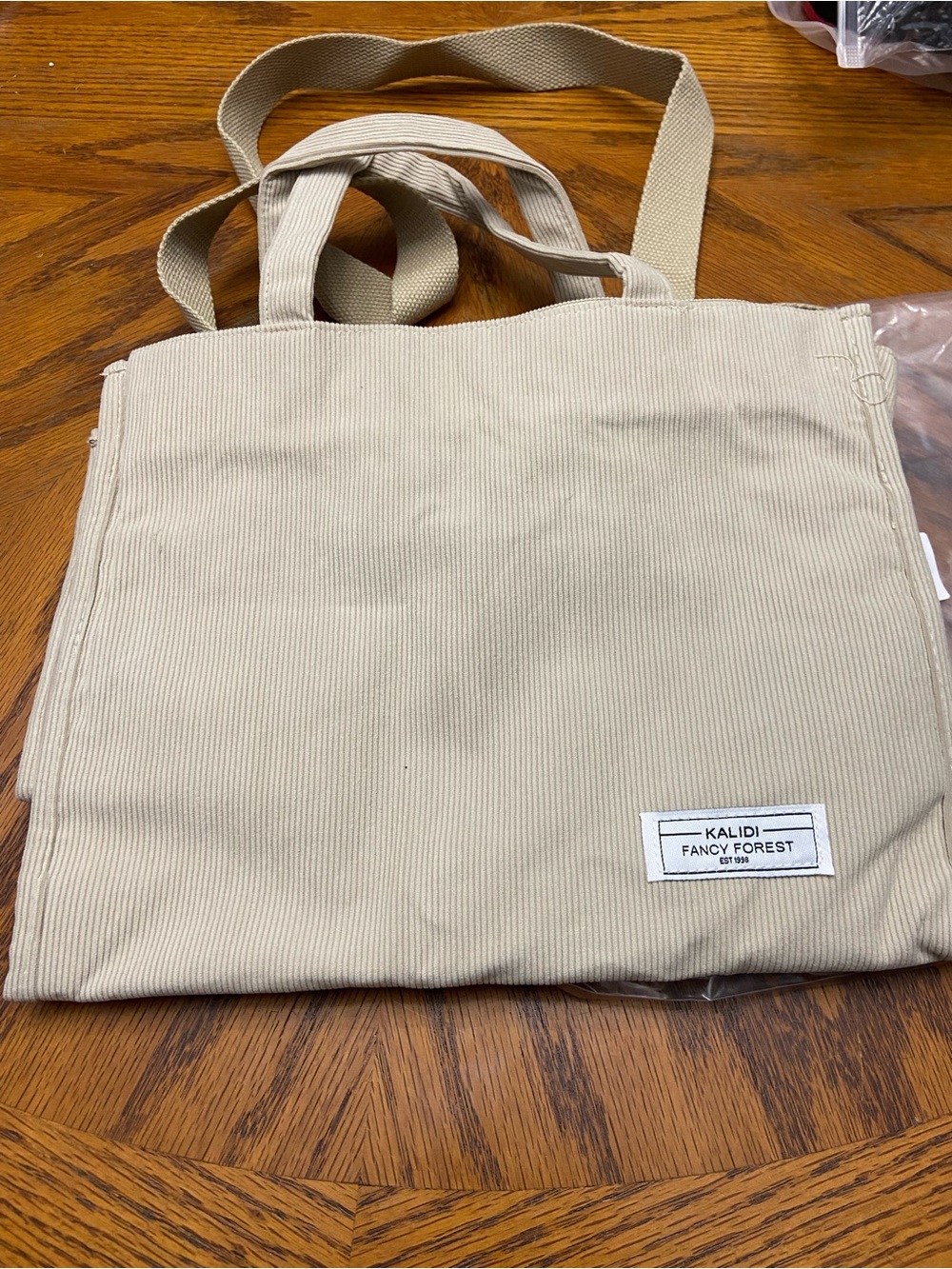 KALIDI Fancy Forest Beige Canvas Tote Bag